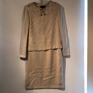 St. John knit dress cream With jacket and belt